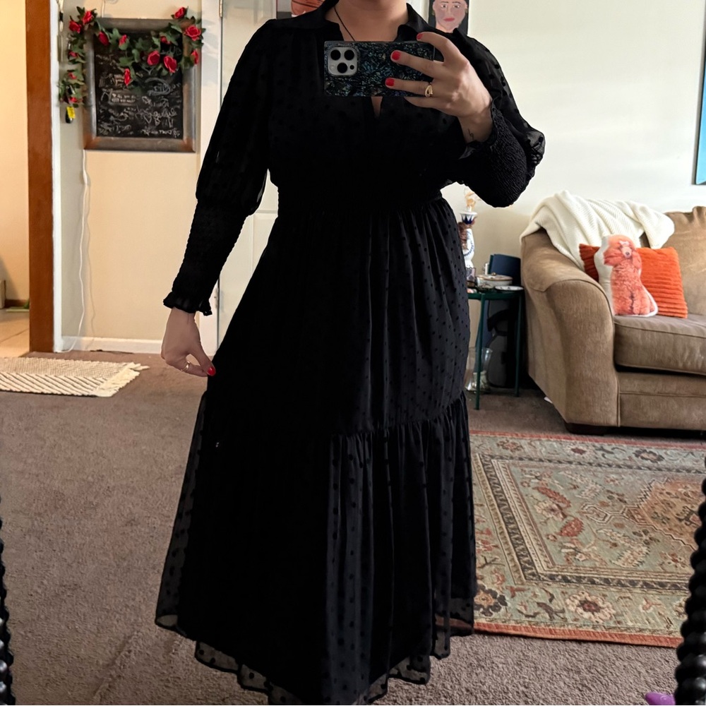 Black Long Sleeve Zara Midi Dress Women’s Size XS